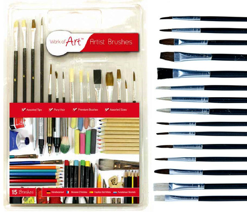 15pc artists paint brushes - 15pc,